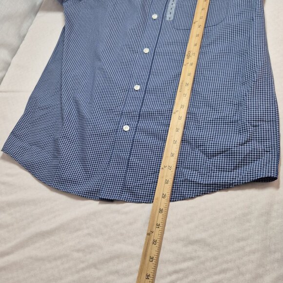 Travel Smart Roundtree & Yorke Men's Size S Shirt Long Sleeve Check Blue  (01) - Picture 10 of 10